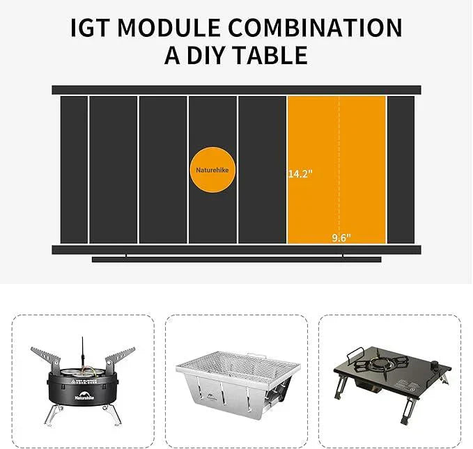 All-in-One Camping Table with Built-in Stove - Lightweight Aluminum & Foldable Design