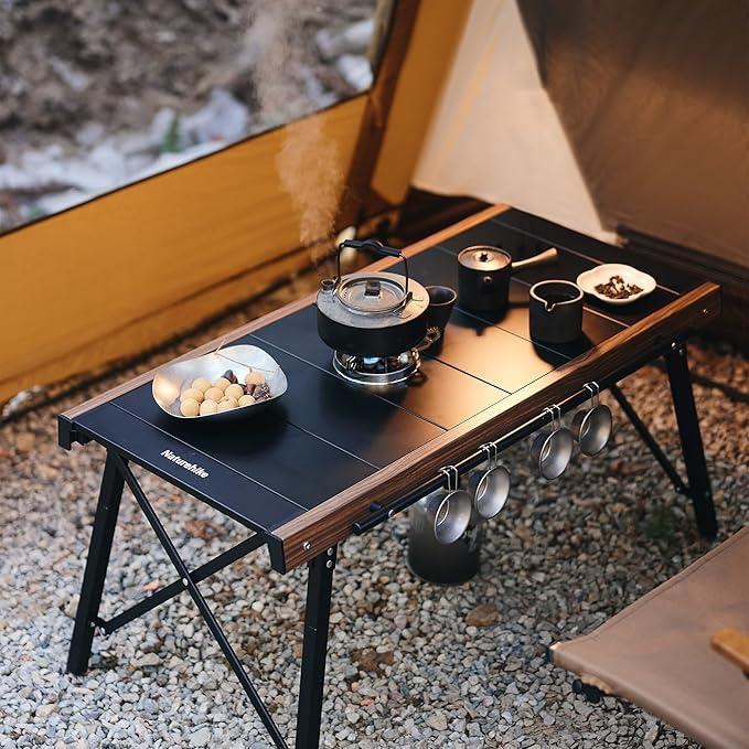All-in-One Camping Table with Built-in Stove - Lightweight Aluminum & Foldable Design