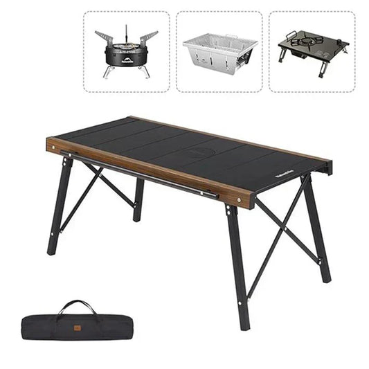 All-in-One Camping Table with Built-in Stove - Lightweight Aluminum & Foldable Design